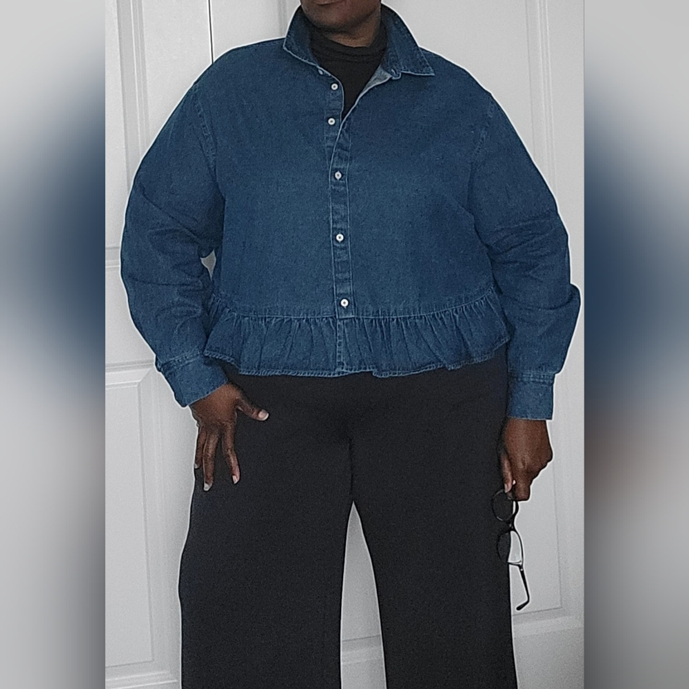 GAP Denim Peplum Button Down Shirt – XXL (Plus Size)